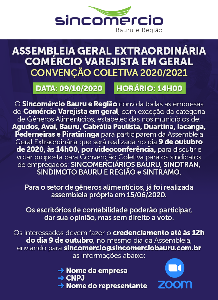 assembleia geral extraordinaria comercio varejista em geral convencao coletiva 2020 2021 sincomercio bauru